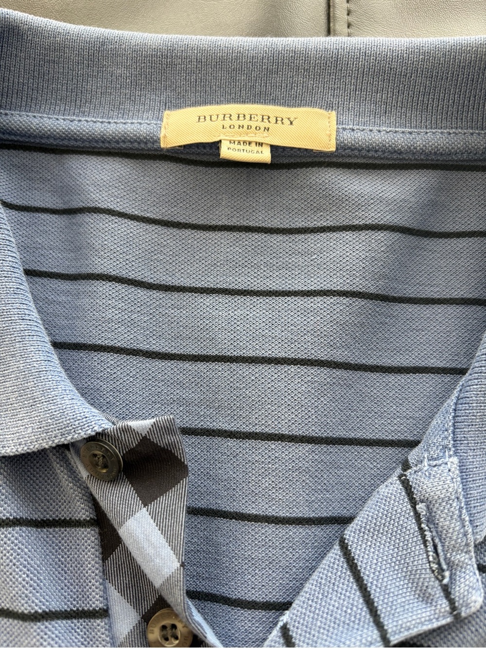 Men's Burberry Blue Striped Polo Shirt XXL - Picture 2 of 3